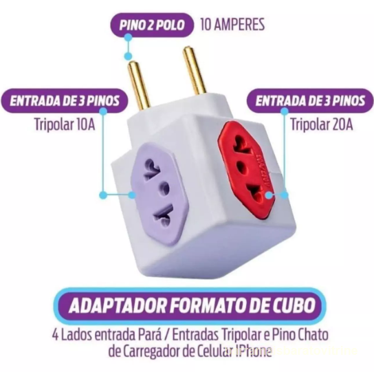 Adaptador de Tomada Cubo Benjamin 4 Saídas 10A 20A Colorido