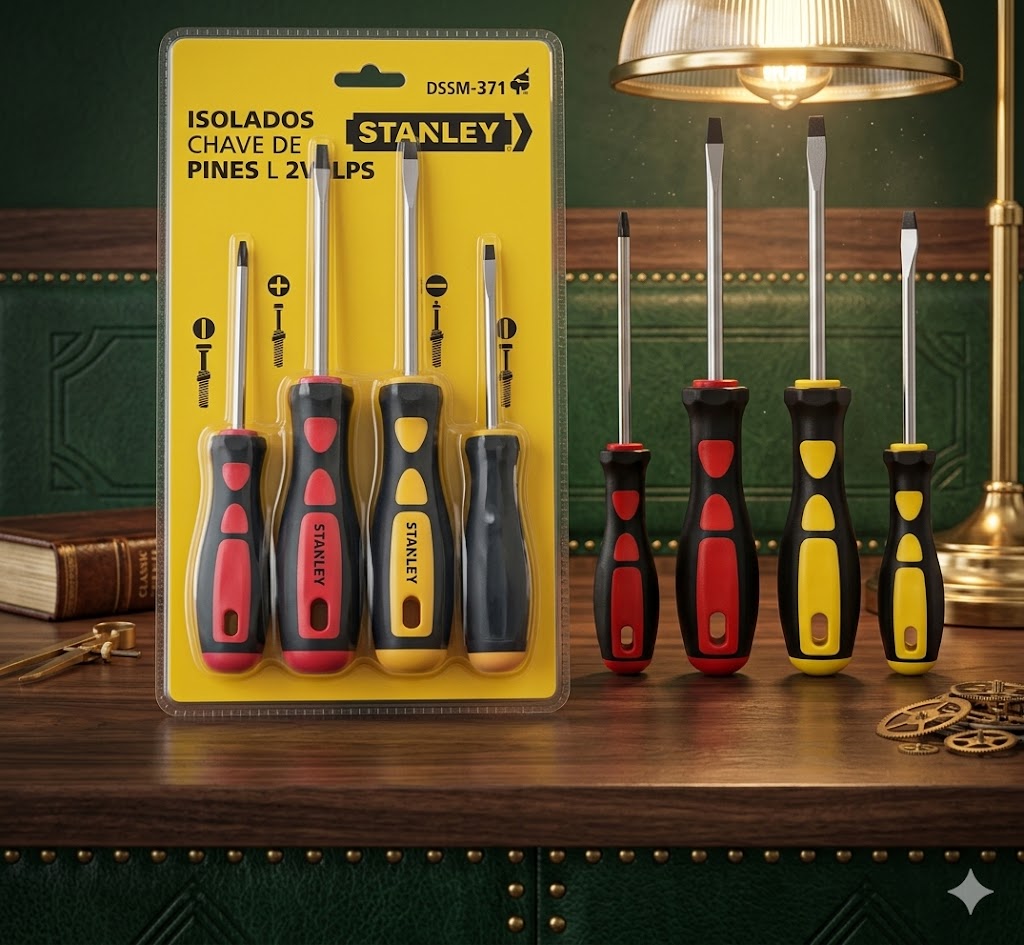 Conjunto De 4 Chaves Fenda E Phillips Emborrachado 