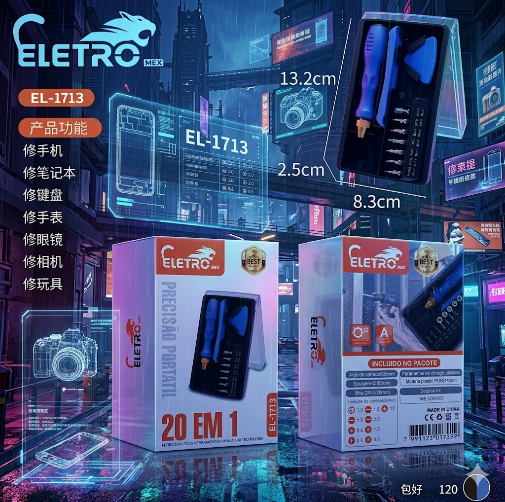 Kit de Ferramentas de Precisão 20 Peças Eletromex EL-1713